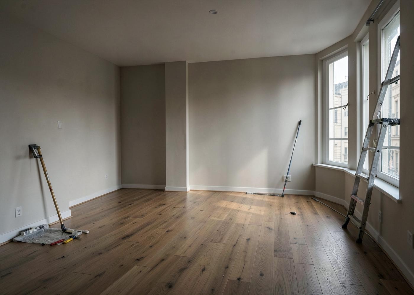 Frisch sanierte leere Wohnung mit neuem Holzboden